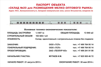 Паспорт стройки (пластик, 1.5x1.5м) - Охрана труда на строительных площадках - Паспорт стройки - Магазин охраны труда и техники безопасности stroiplakat.ru